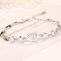 Mode 925 Sterling Silber Schmuck Armband, süßes Herz lila Diamant Silber Damenarmband Kette Geschenk